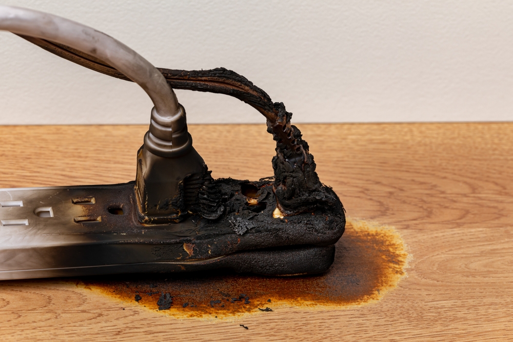 Electrical,Surge,Protector,Outlet,And,Extension,Cord,Fire.,Electricity,Safety,