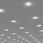 Recessed,Ceiling,Lights,In,A,White,Stretch,Ceiling.